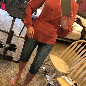 Women’s clay colored wrap look top.  Size small.  Jennifer Lopez.